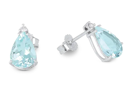 Iris Orecchini diamante oro 18 Kt Acquamarina e Diamante