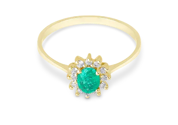 Anello in oro 18Kt Smeraldo e Diamanti