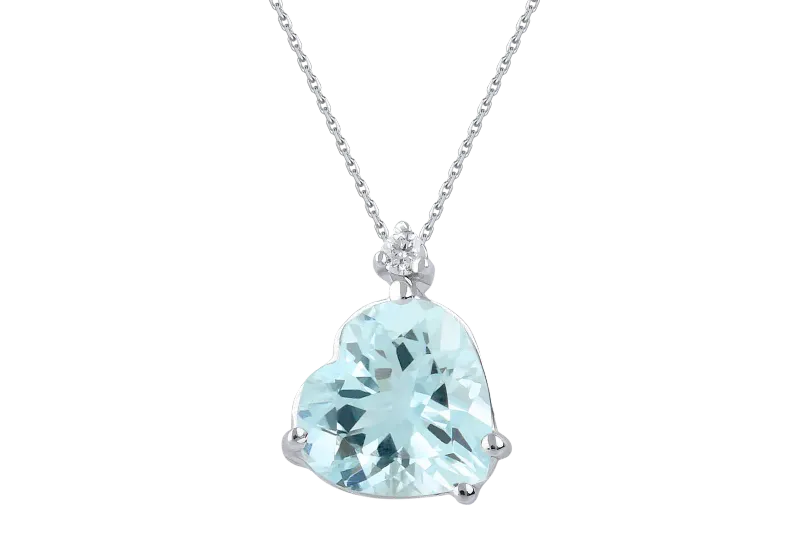 LEAH . Collana oro bianco 18Kt acquamarina e diamante