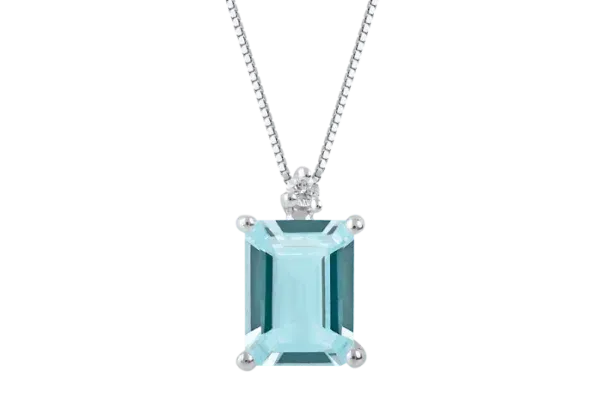 Crystal Collana in oro 18Kt Acquamarina e Diamante
