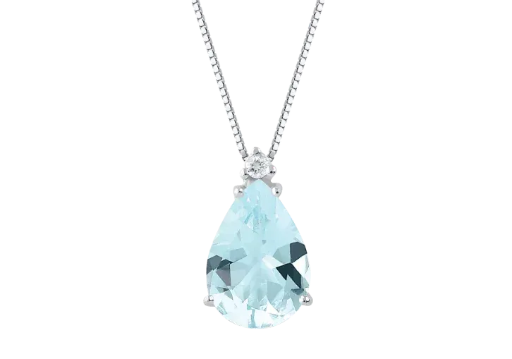 IRIS. Collana in oro 18 Kt Acquamarina e Diamante