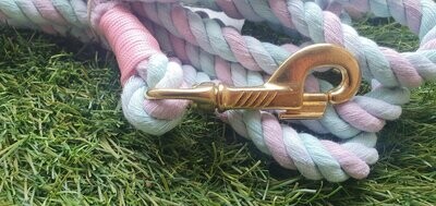 Soft cotton pink & blue marshmallow lead with gold hardware