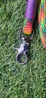 Rainbow Rope Dog Lead - chrome clip