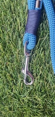 Sea blue rope lead with silver hardware