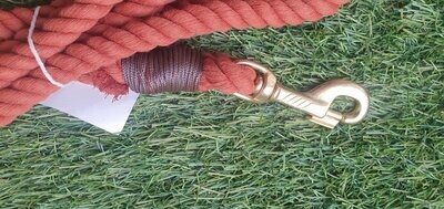 Earthy orange rope leash with gold hardware