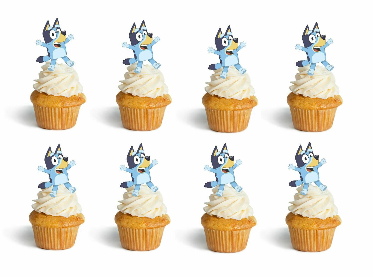 16 x Bluey Edible Stand Up Cup Cake Toppers