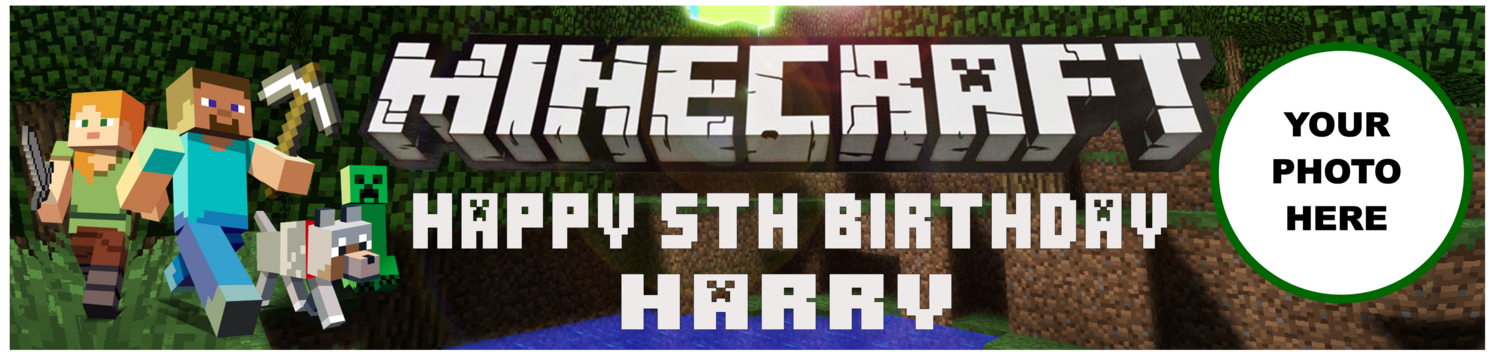 Minecraft Birthday Banner with PHOTO