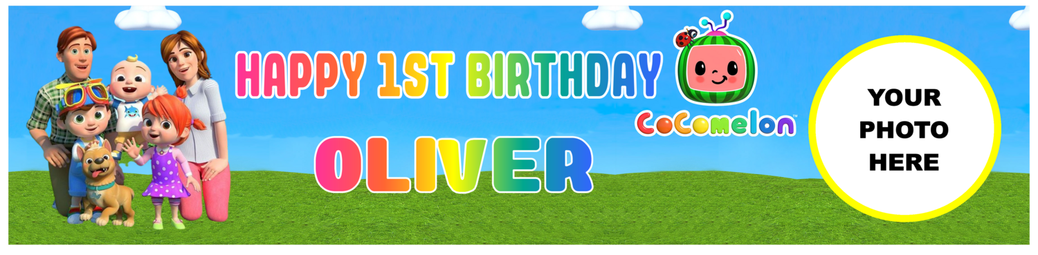 Cocomelon Birthday Banner with PHOTO