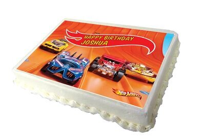 Personalized Hot Wheels Racing Cake Topper - Birthday Party Decoration, Custom Name