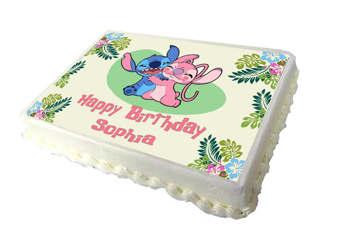 Lilo Stitch and Angel Personalised Real Icing Cake Topper