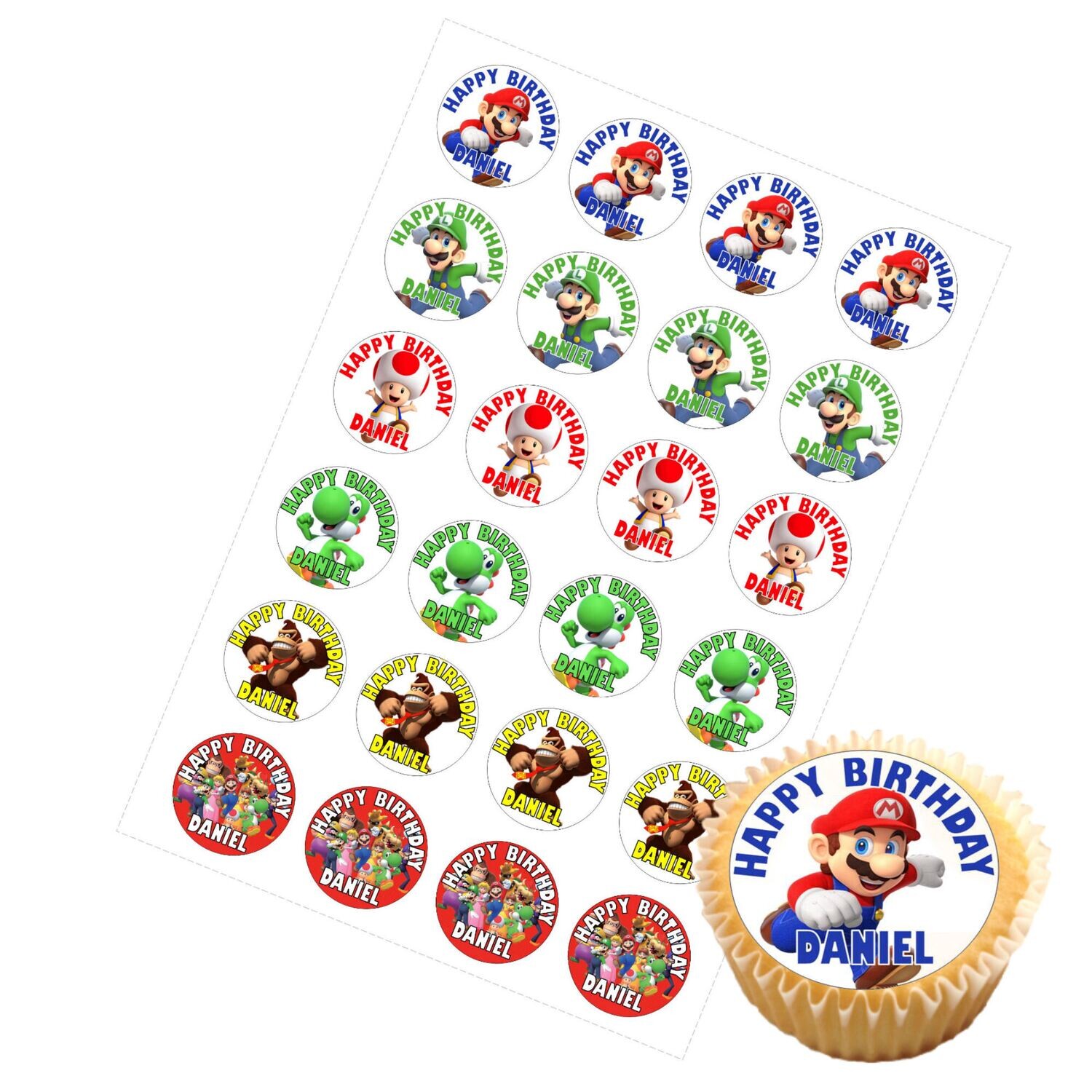 Mario Pre-cut CupCake Toppers