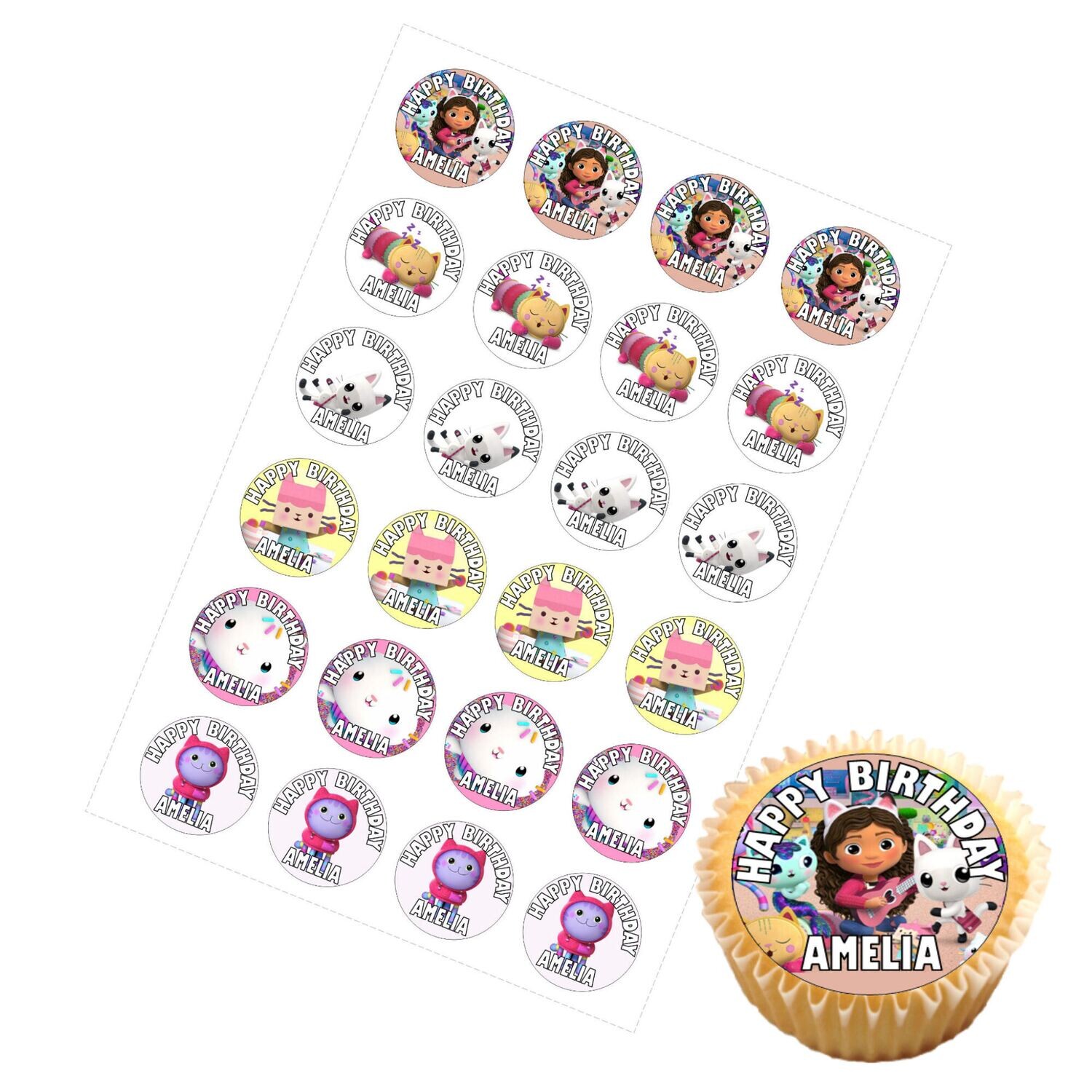 Gabbys Dollhouse Pre-cut CupCake Toppers