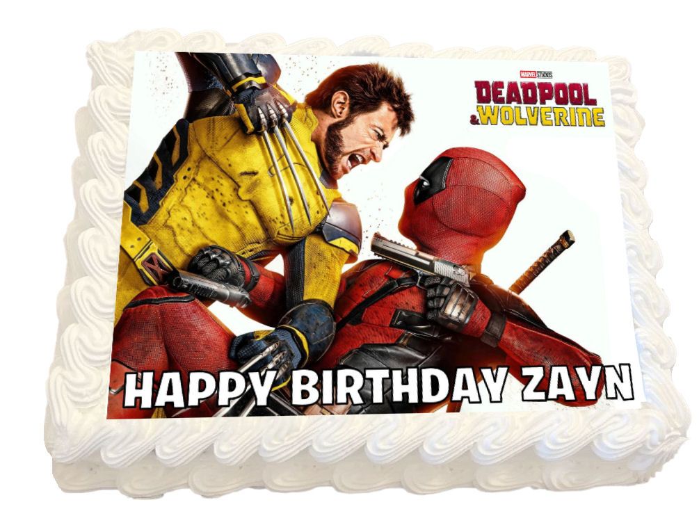 Deadpool vs Wolverine Personalised Real Icing Cake Topper