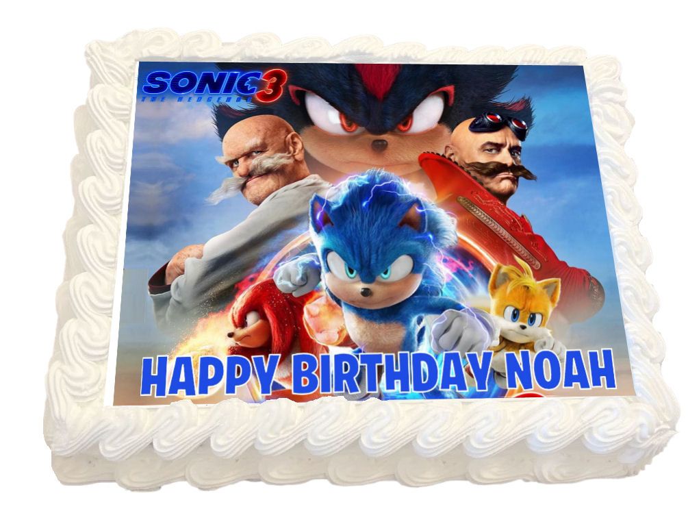 Sonic Movie Personalised Real Icing Cake Topper
