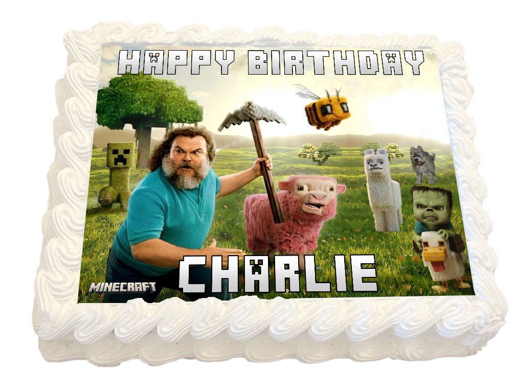 Minecraft Movie Personalised Real Icing Cake Topper