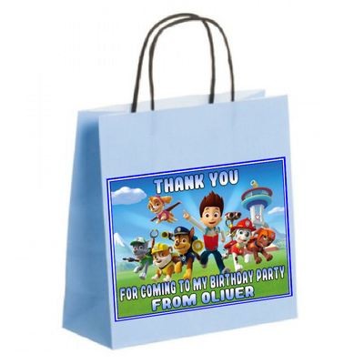 Paw Patrol Blue Party Bags Personalised with Any Name