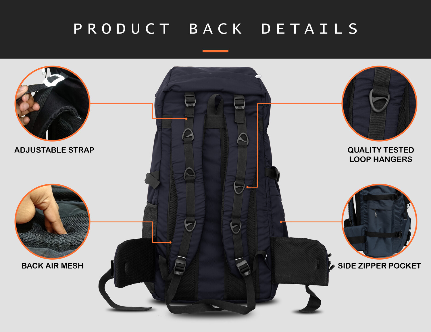 TRAVEL BAG FOR HIKING WITH SHOE COMPARTMENT FOR WANDERLUST TRAVELLING  Rucksack - 70 L