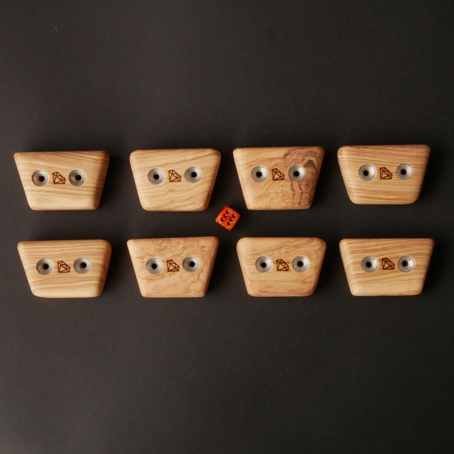 8 Crimps with different incuts made of Olive Wood