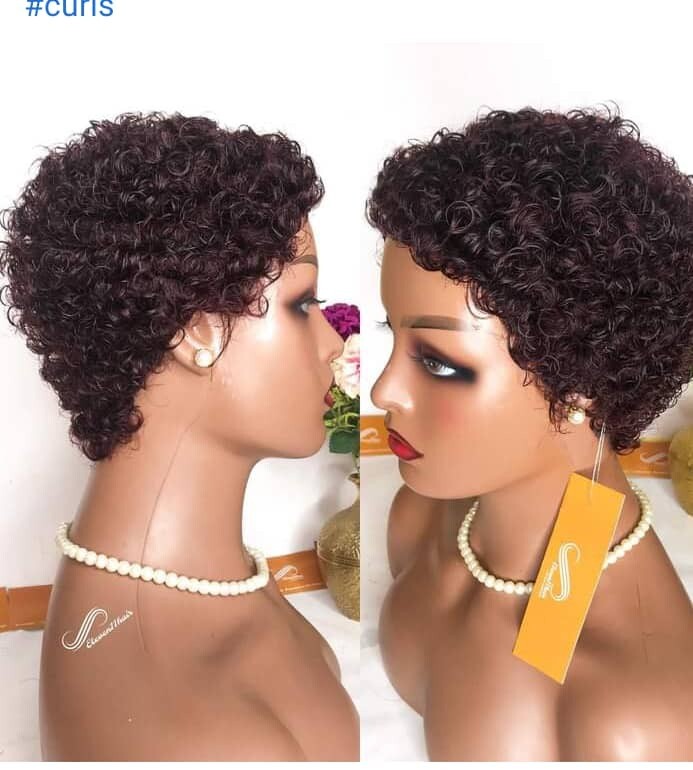 Jheri curls short human hair wig