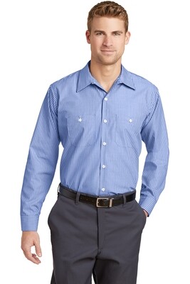 Red Kap® Long Size, Long Sleeve Striped Industrial Work Shirt