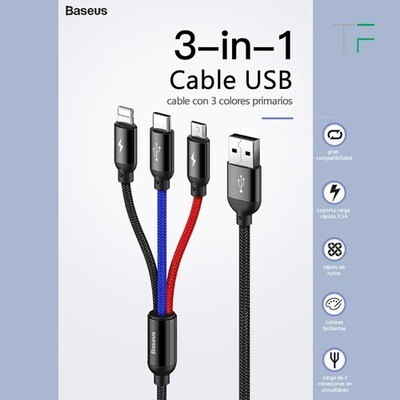 Cable Usb 3 En 1 Tipo C Micro Usb Light. ¡entrega Inmediata!