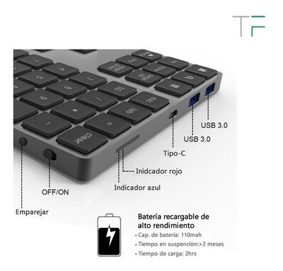 Teclado Numérico Blueetooth Con Hub ¡entrega Inmediata!