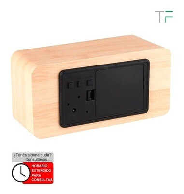 Reloj Despertador Digital Simil Madera ---tecfinder