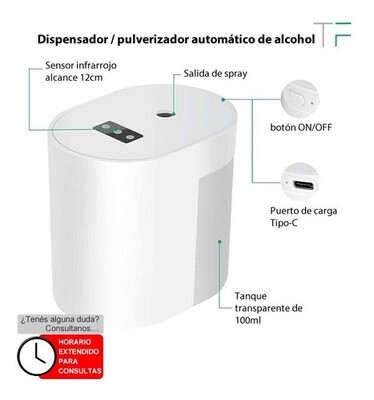 Atomizador Pulverizador De Alcohol Automático - Bat. Recarg.