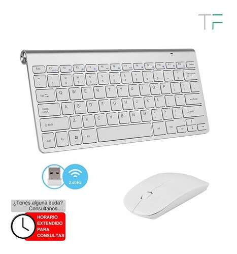 Kit Teclado Y Mouse Inalámbrico  2.4ghz , Color del mouse: Blanco, Color del teclado: Blanco