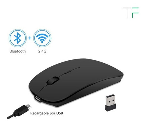 Mouse Bluetooth + 2.4ghz Recargable ¡¡entrega Inmediata!!, Color: Negro