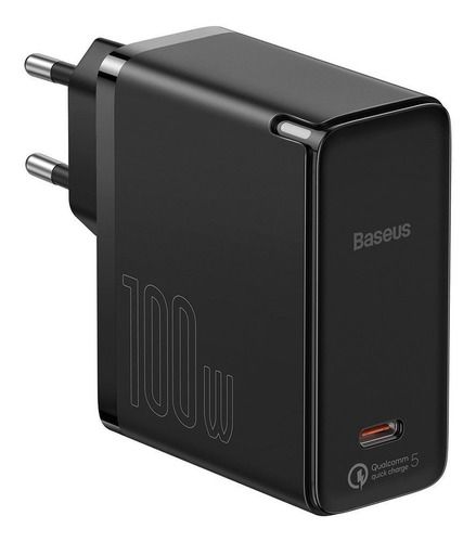 Cargador Rápido Baseus Gan2 1c 100w Con Cable Usb-C, Color: Negro