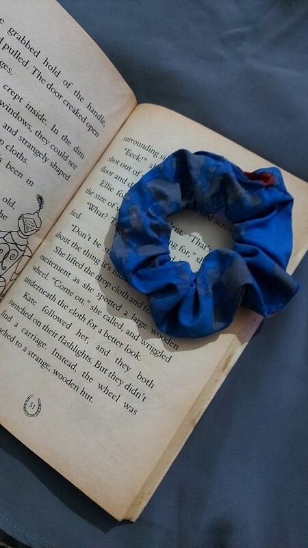 Blue Cherry Print Scrunchie