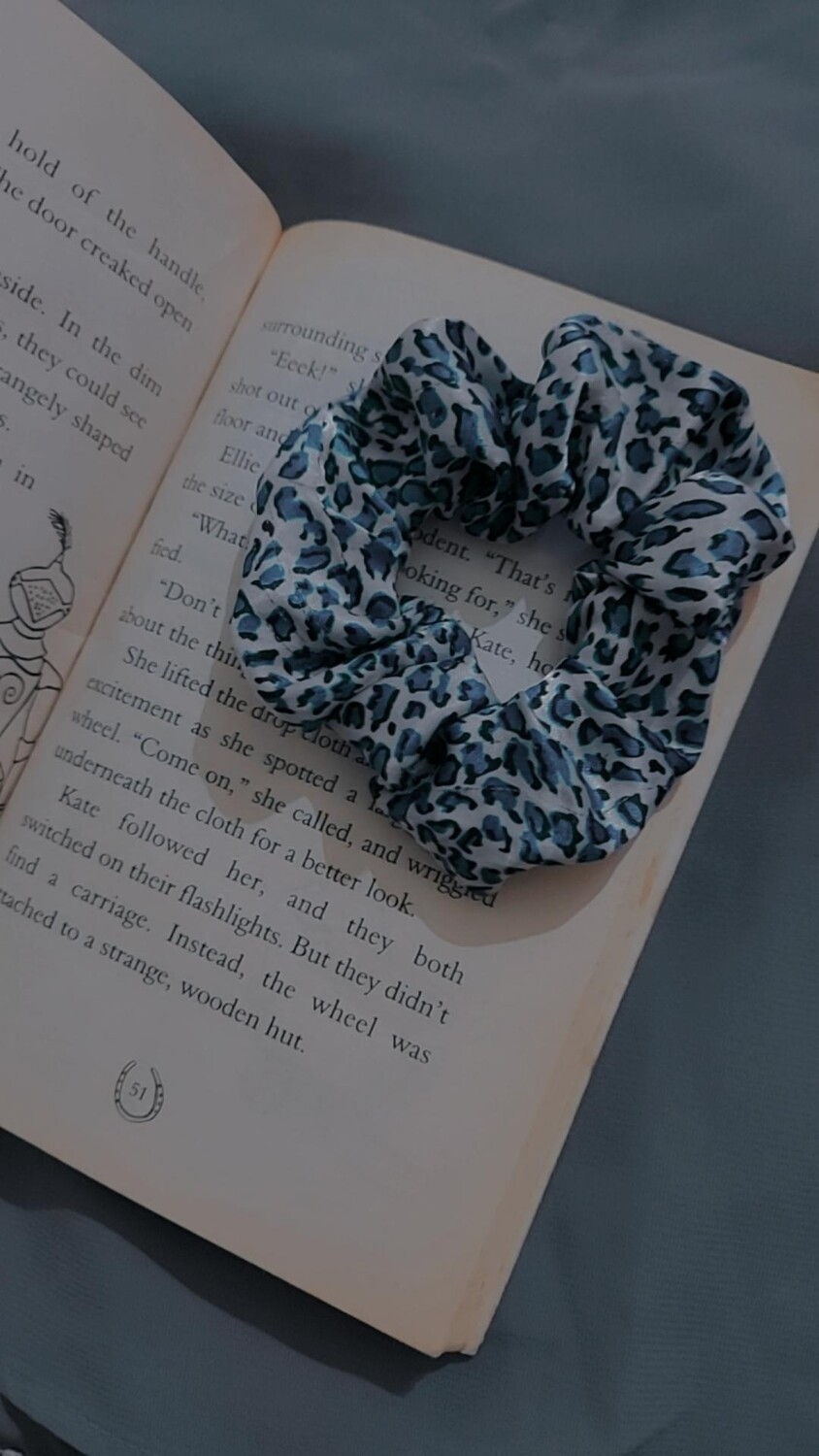 Blue Leopard Print Scrunchie
