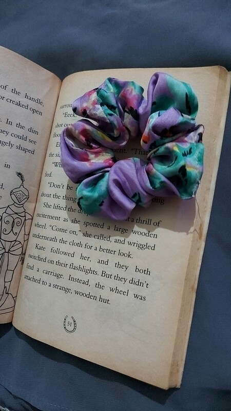 Purple And Teal Mix Print Scrunchie