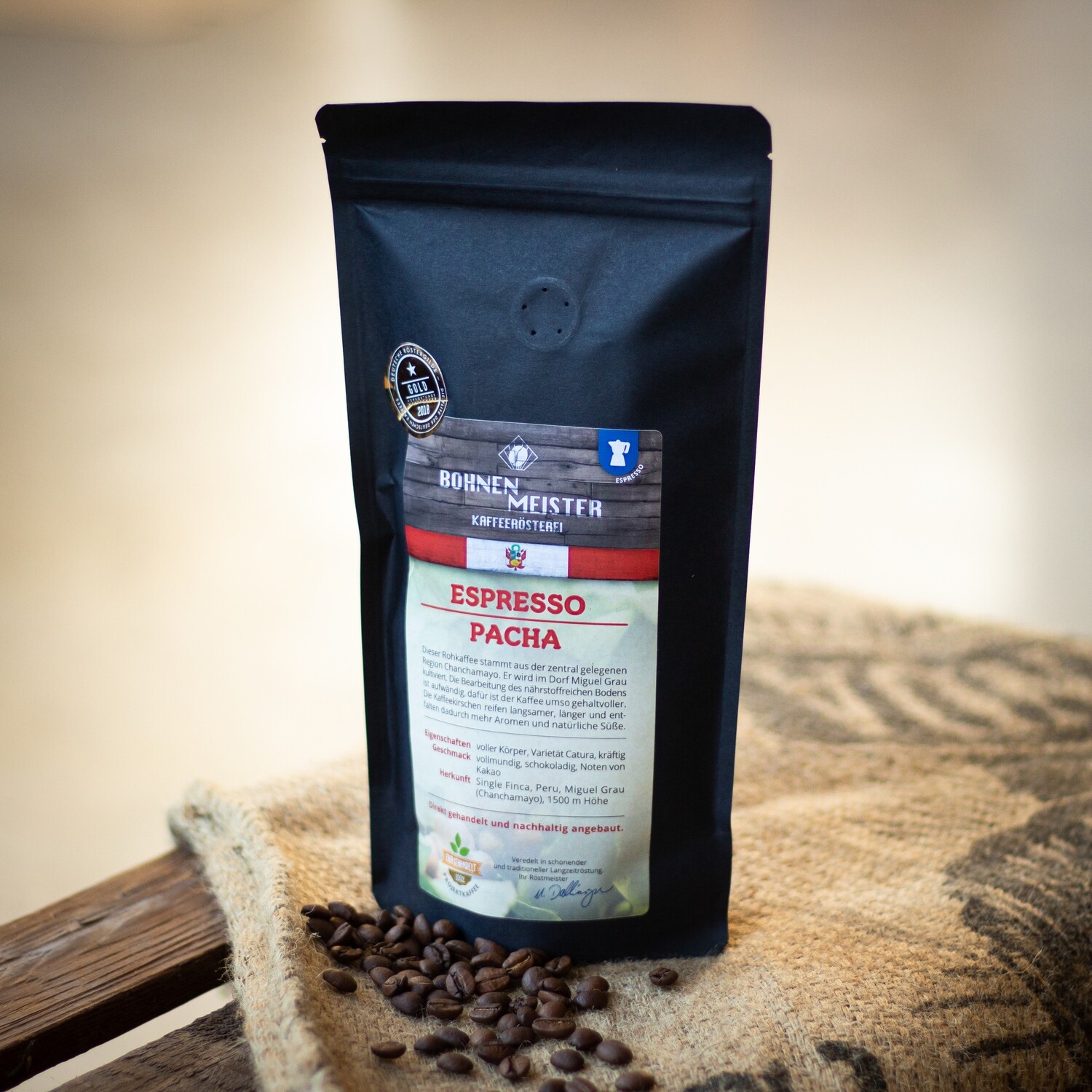 Espresso Pacha- Goldmedailie 2018- Projektkaffee fair-direkt-nachhaltig- Espresso