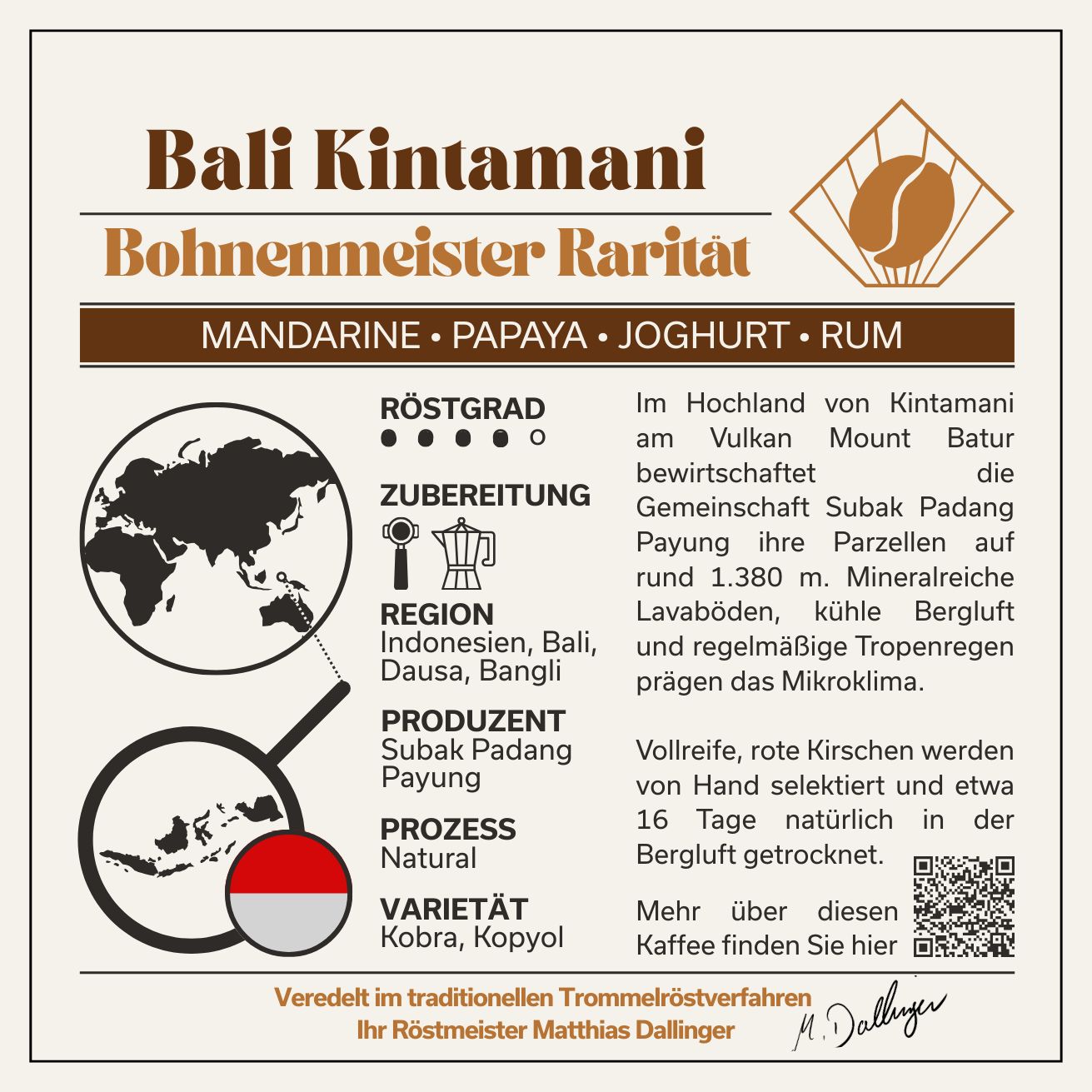 Indonesien Bali Kintamani - Espresso Indonesien Bali Kintamani - Espresso