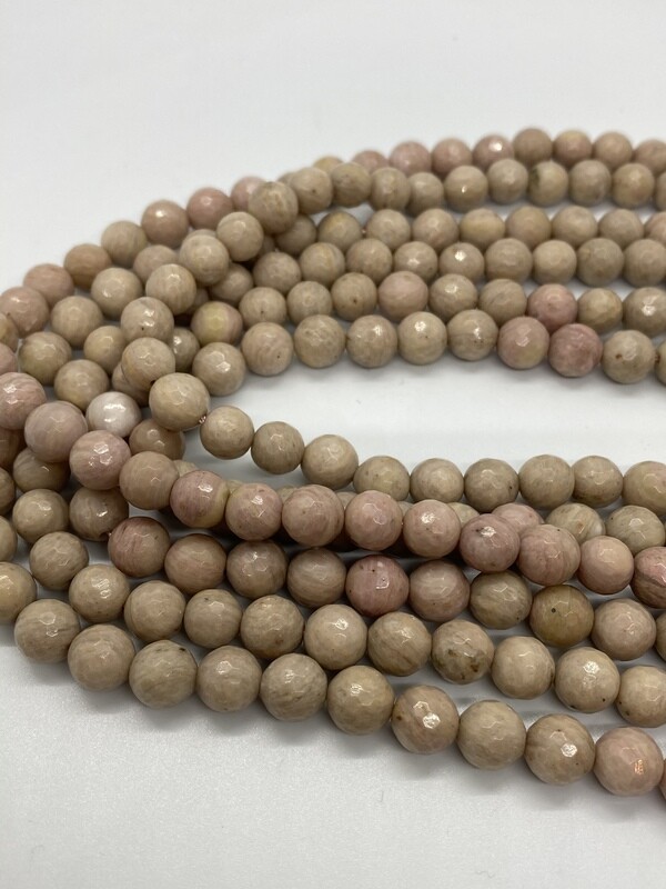 9054 Wood Rhodonite faceted 8mm