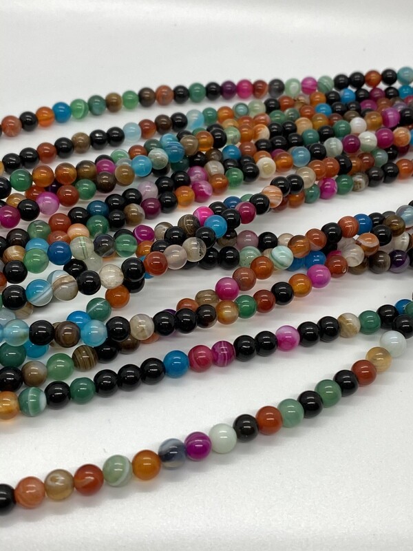 7946 Stripe Agate 6mm Round Mix