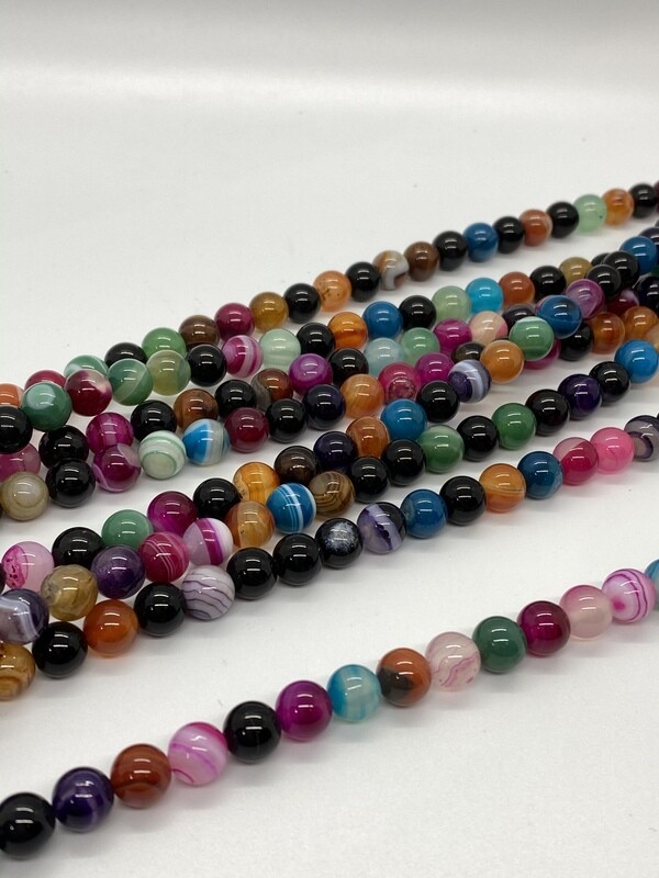 7947 Stripe Agate 8mm Round Mix
