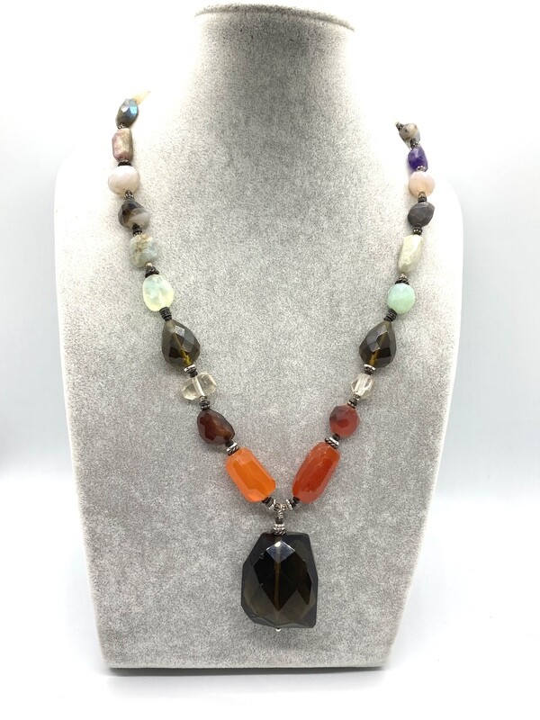4685 Multi Gems, Smokey Pendant