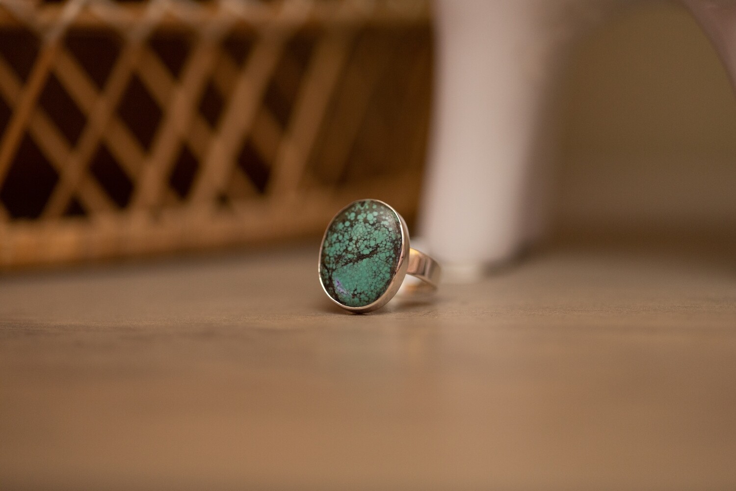 Tibetan Turquoise Oval Thick Band Sz 12