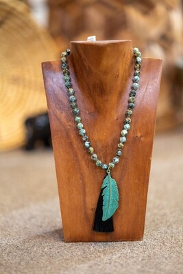 African Turquoise-your vibe attracts your tribe Necklace 17"