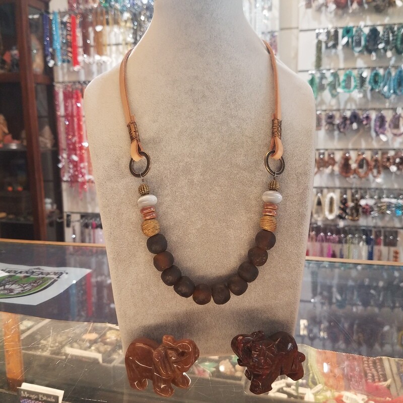 5348 Rootbeer Boho Trade Bead Necklace -24&quot;