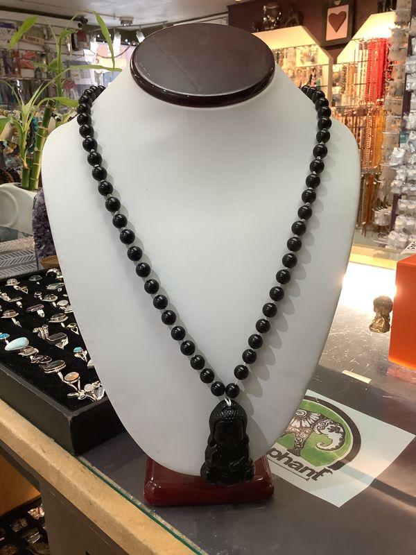 2318 Knotted Obsidian Necklace