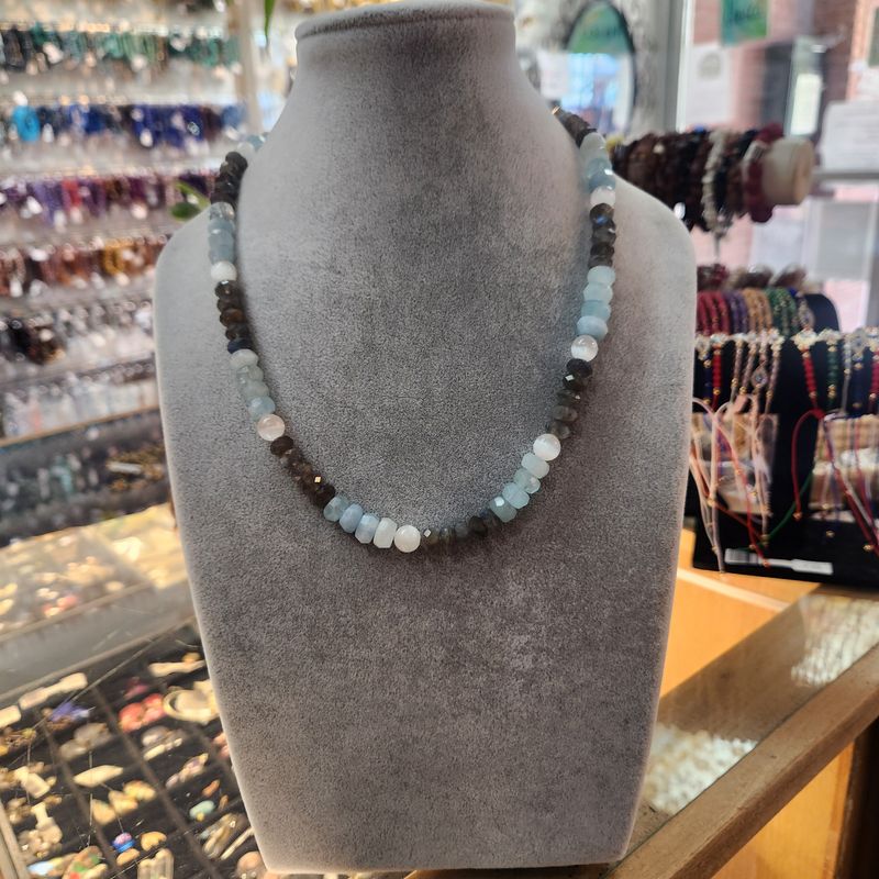102571 Aquamarine/Lab/selenite necklace