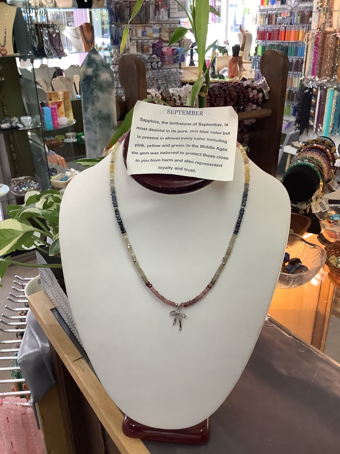Sapphire Dainty Bow Necklace