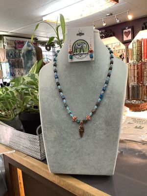 Bloom Necklace Set-copper and imperial jasper