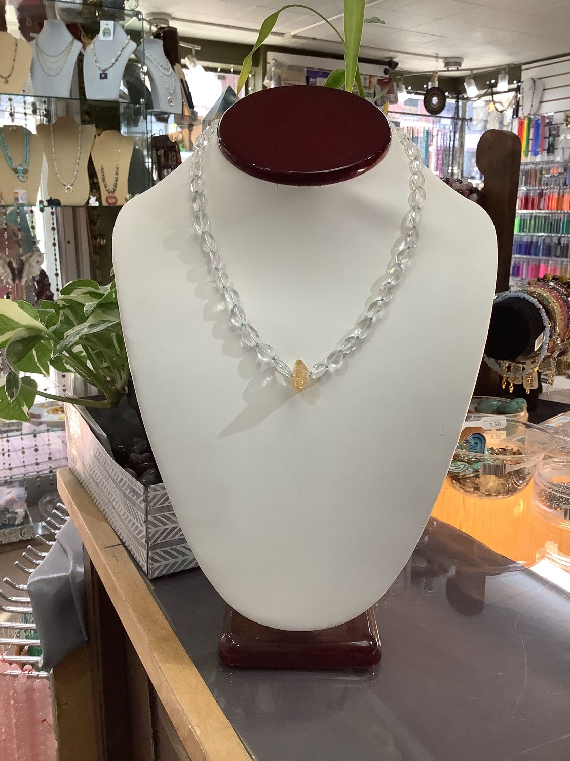 102763 Nov. Topaz &amp; Citrine Knotted Necklace