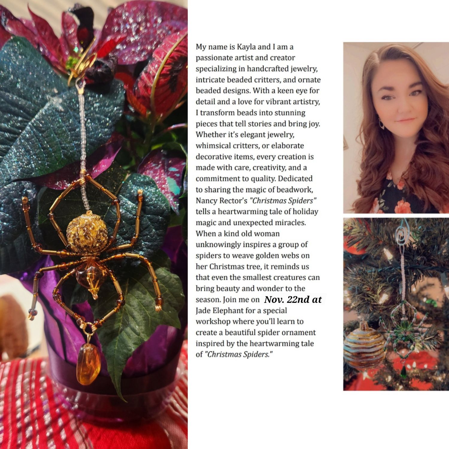 Christmas Spider Beading Workshop Nov. 22nd 9:00am Christmas Spider Beading Workshop Nov. 22nd 9:00am