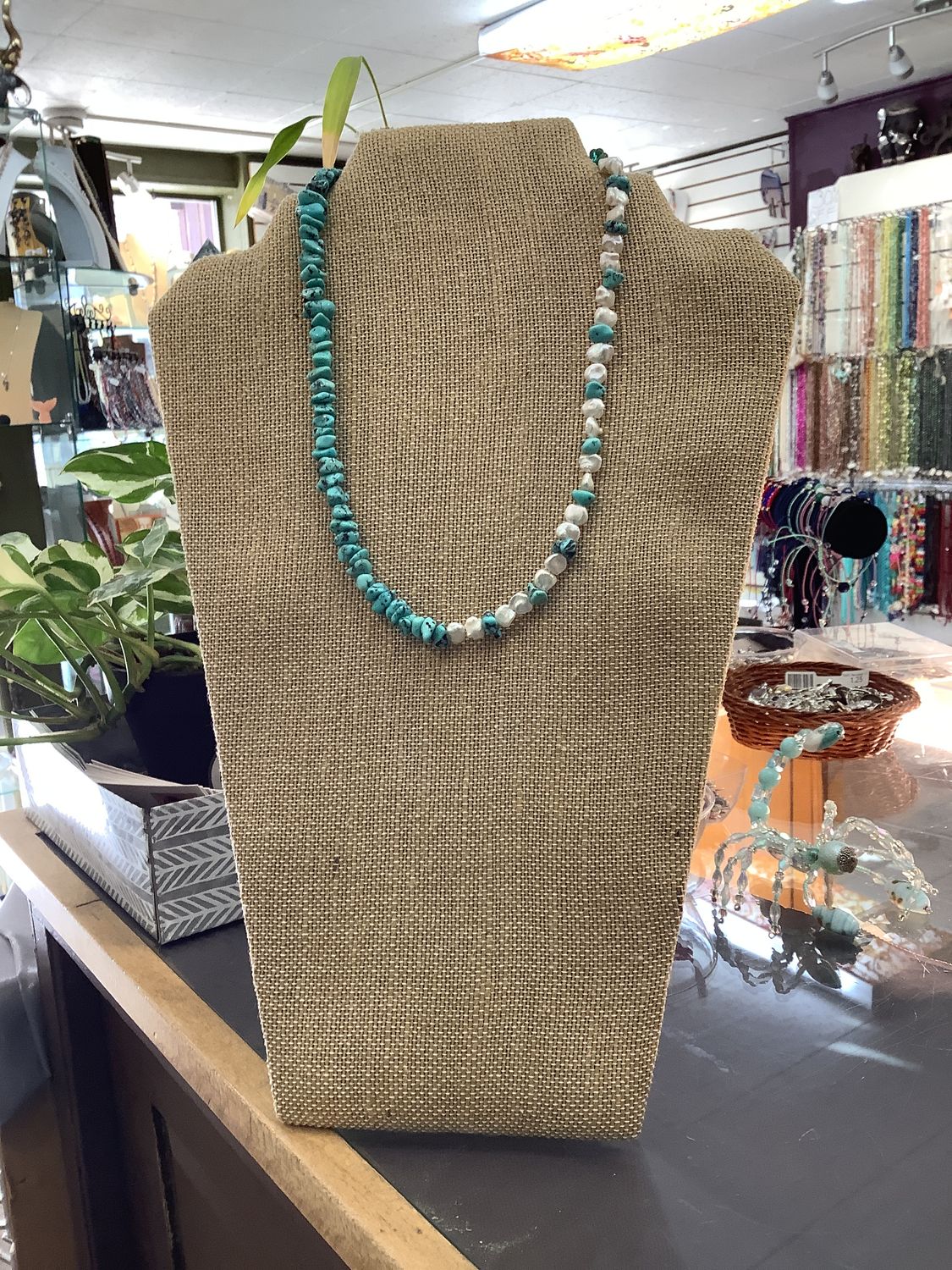 8747 Mexico Turquoise and Pearls Necklace 8747 Mexico Turquoise and Pearls Necklace